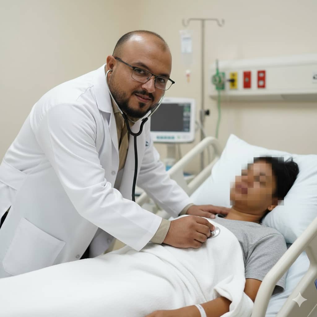 الدكتور أثناء الكشف الطبي